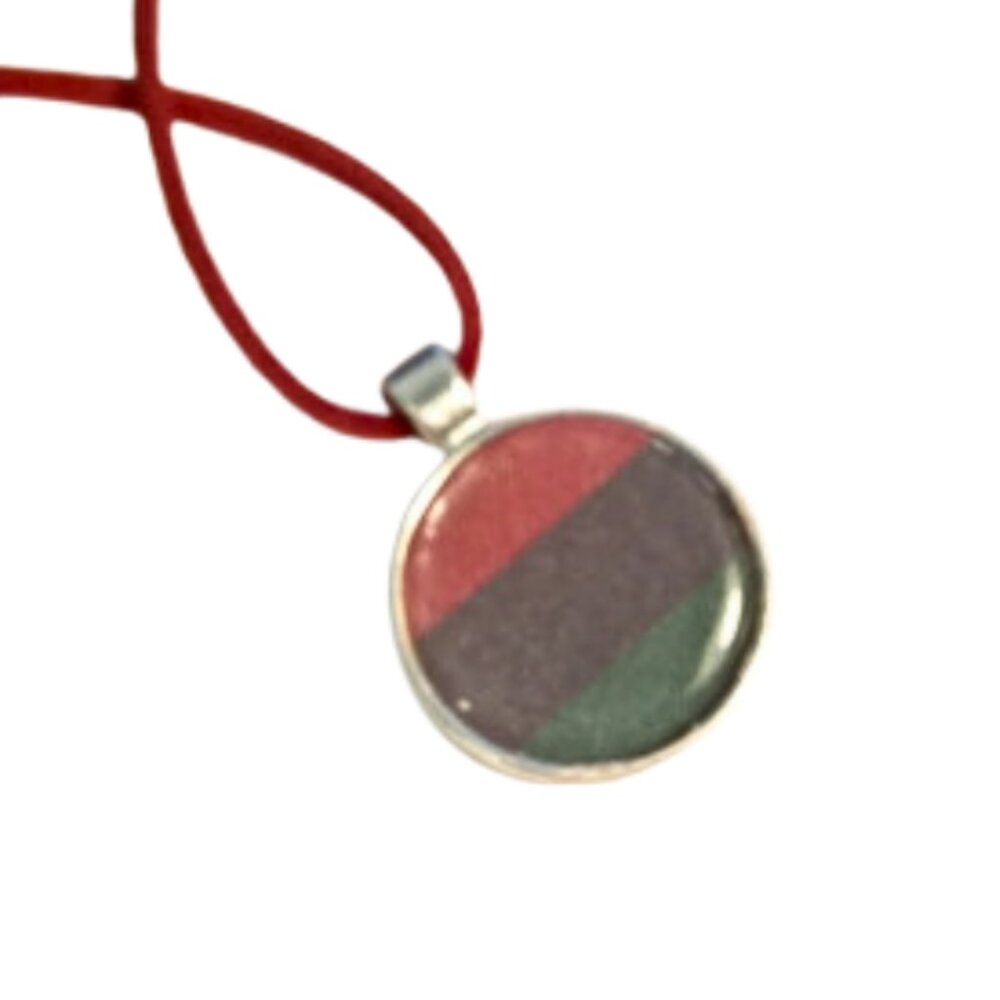 Pan-African Flag Steel & Leather Necklace
